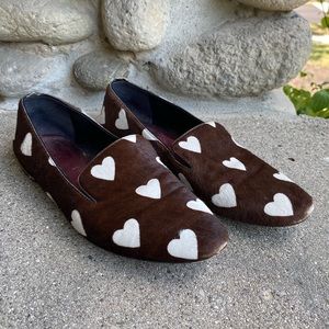 Burberry Brown Pony Hair Heart Loafers - 37